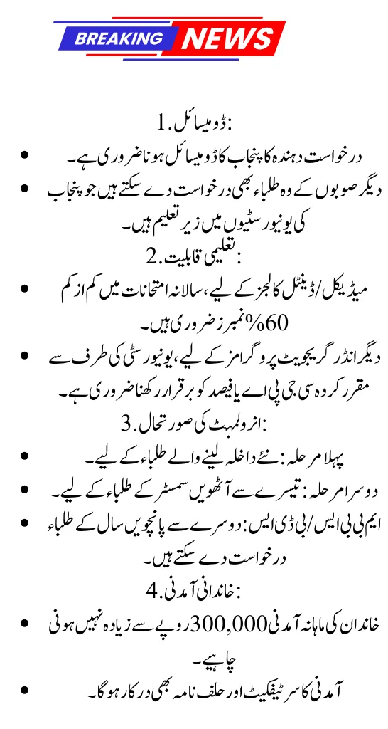 CM Honhaar Scholarship Undergraduate 2025 – Apply Online Guide